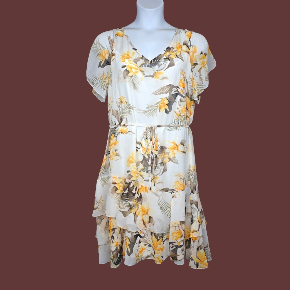 White House Black Market Womens Paradise Floral Print Mini Dress Size XL NWT